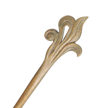 CrystalMood Handmade Carved Wood Hair Stick Bloom 7.25" Lignum-vitae